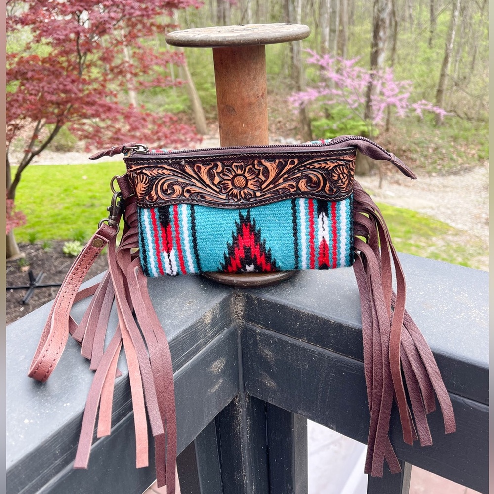 Saddle Blanket Fringe Wristlet or Clutch